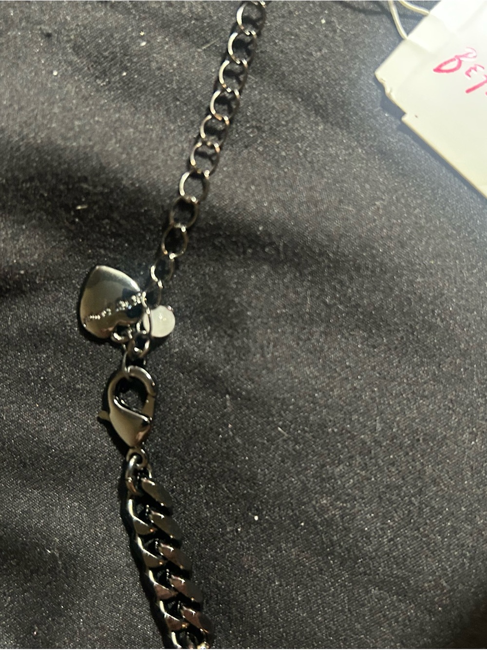 Betsey Johnson Black and Clear Spiderweb Necklace with Pink Accent - Picture 4 of 4